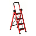 Heavy Sturdy Steel 4 Tier Step Stool with Handrail Q63623