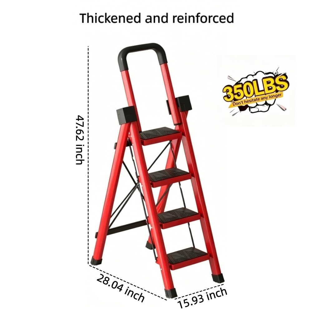 Heavy Sturdy Steel 4 Tier Step Stool with Handrail Q63623