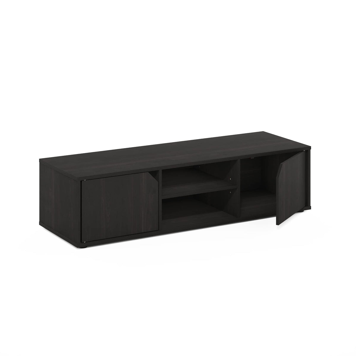 Espresso 2-Tier TV Stand with Open Shelf and Door Cabinets S7349