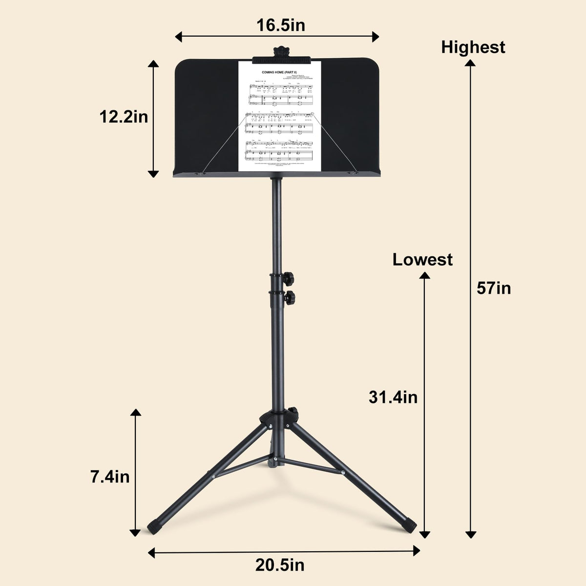 Folding Sheet Music Stand and Desktop Book Stand with Carrying Bag M5799