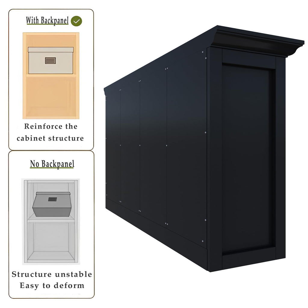 Black 8-Cube Open Bookcase with 2-Tier Low Cabinet P46380