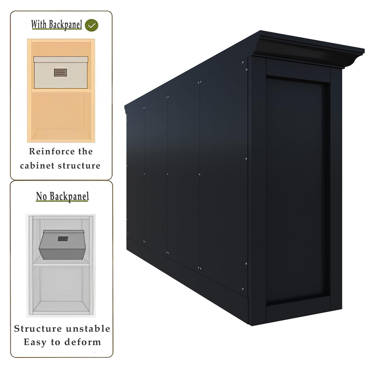 Black 8-Cube Open Bookcase with 2-Tier Low Cabinet P46380