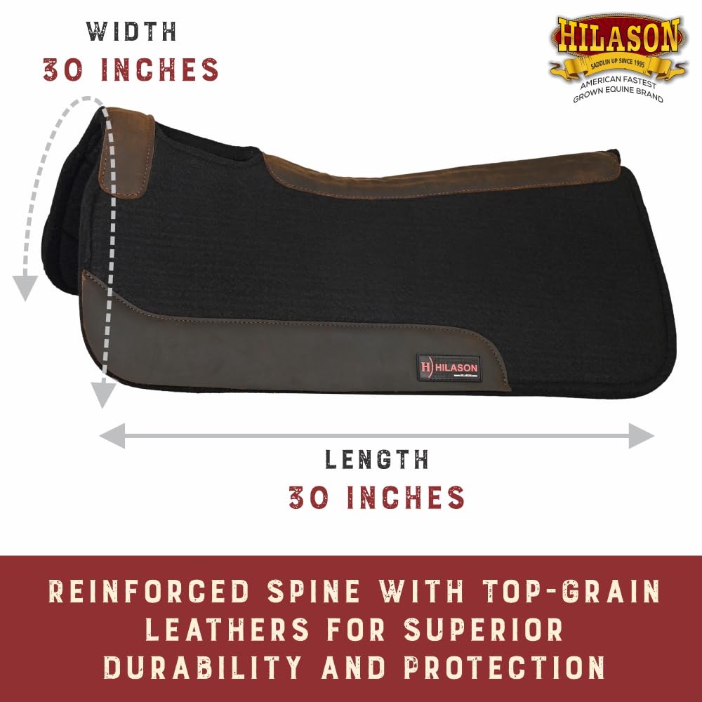 Western Wool Felt Horse Saddle Pad Black 32x30 J5522