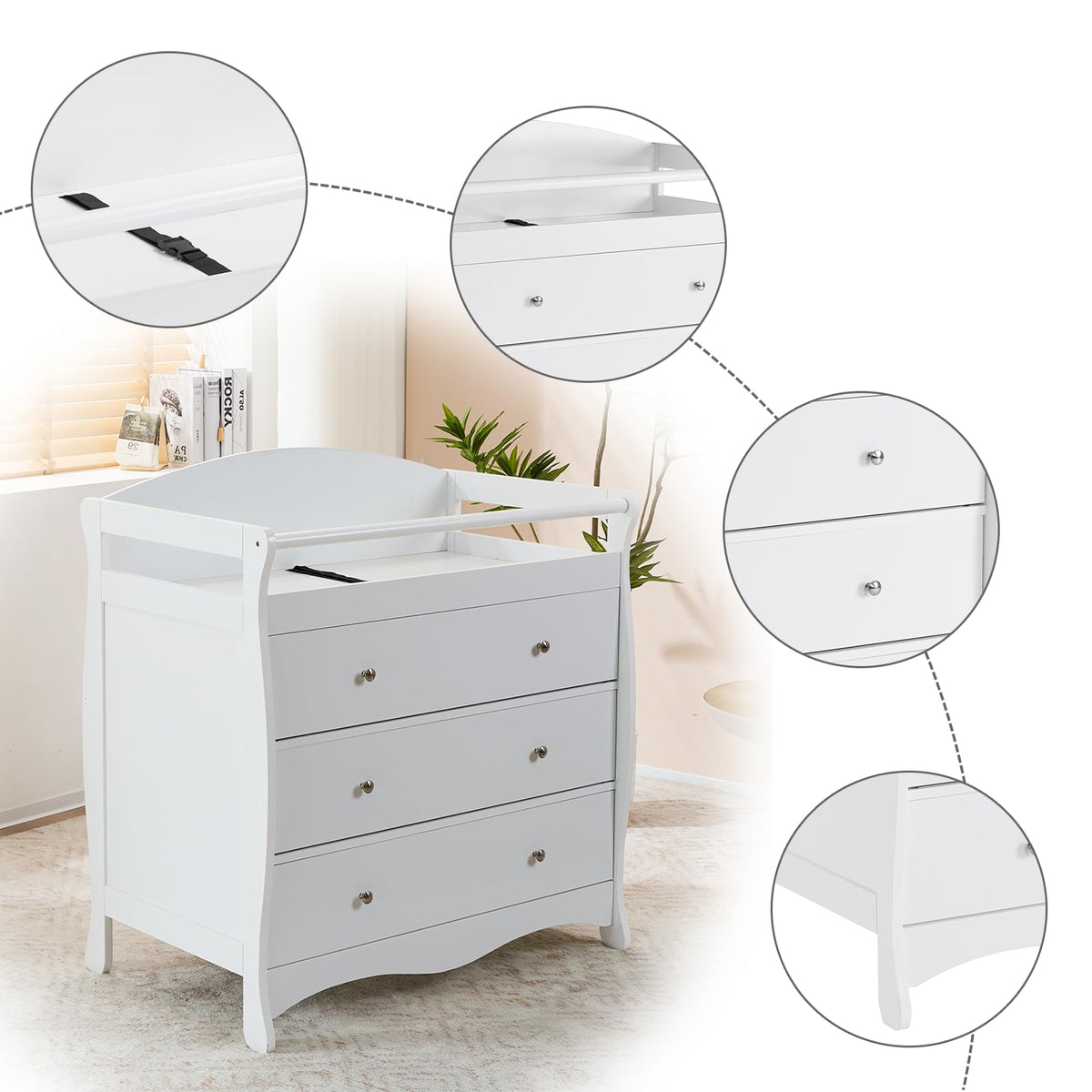 White Changing Table Dresser W165970