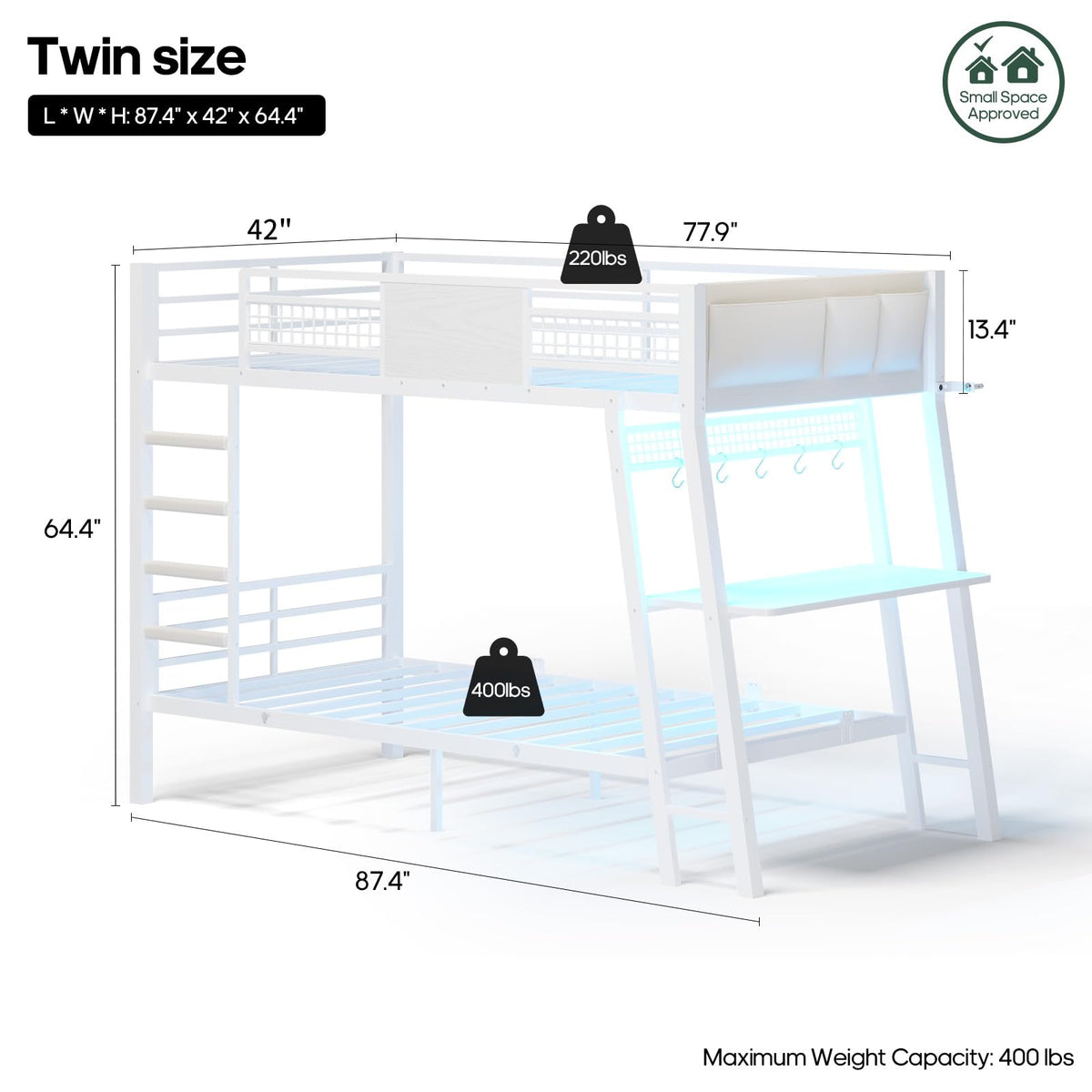 Twin Over Twin Bunk Beds with Desk C708