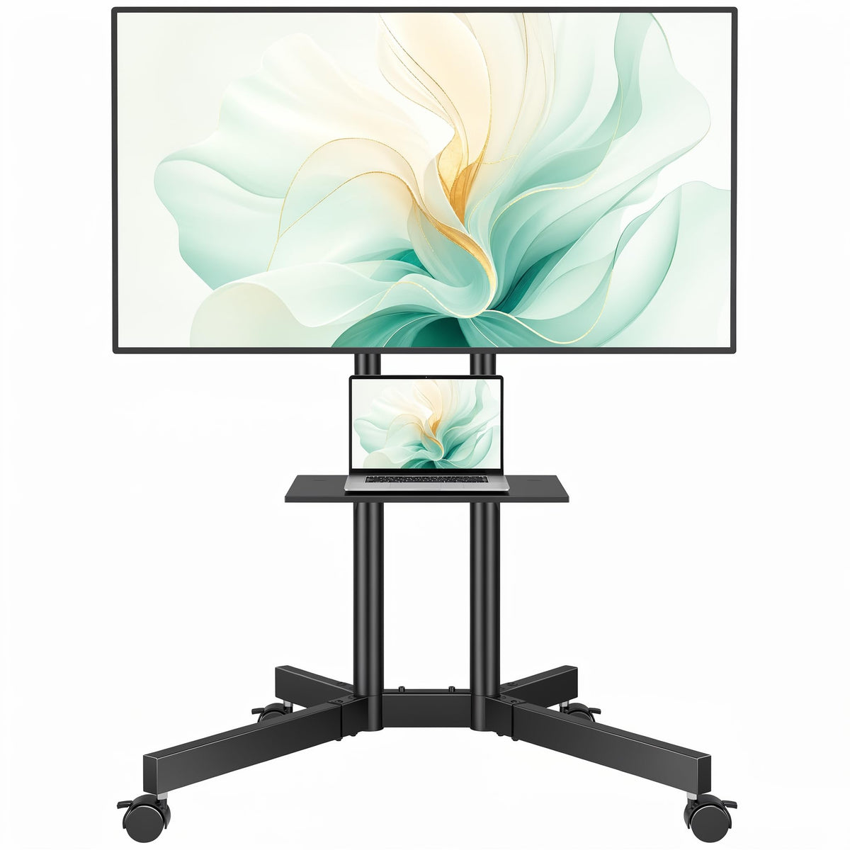 Rolling TV Stand with Tilt, Black D3294