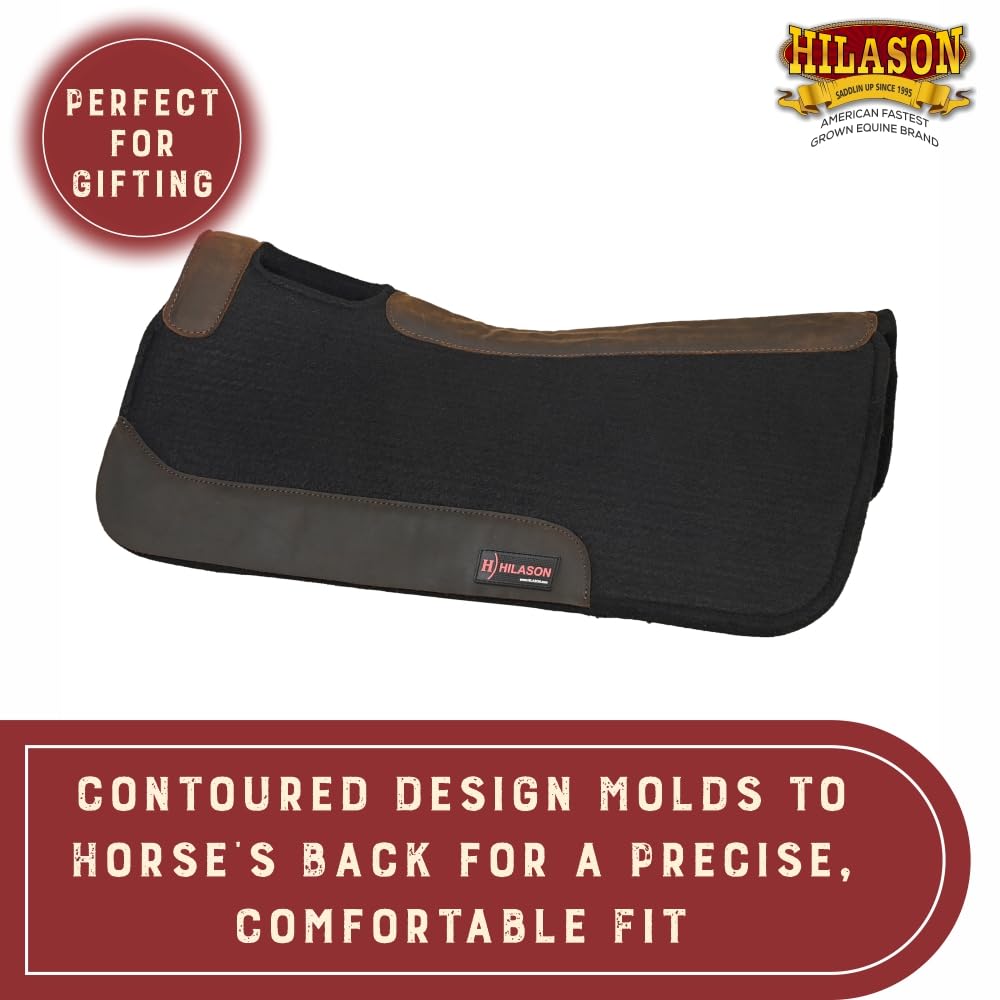 Western Wool Felt Horse Saddle Pad Black 32x30 J5522