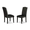 Set of 2 Black Pu Leather Parsons Chairs V336