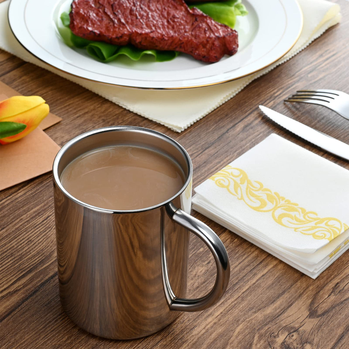 400ml Insulated Stainless Steel Coffee Mug Set of 2 B976