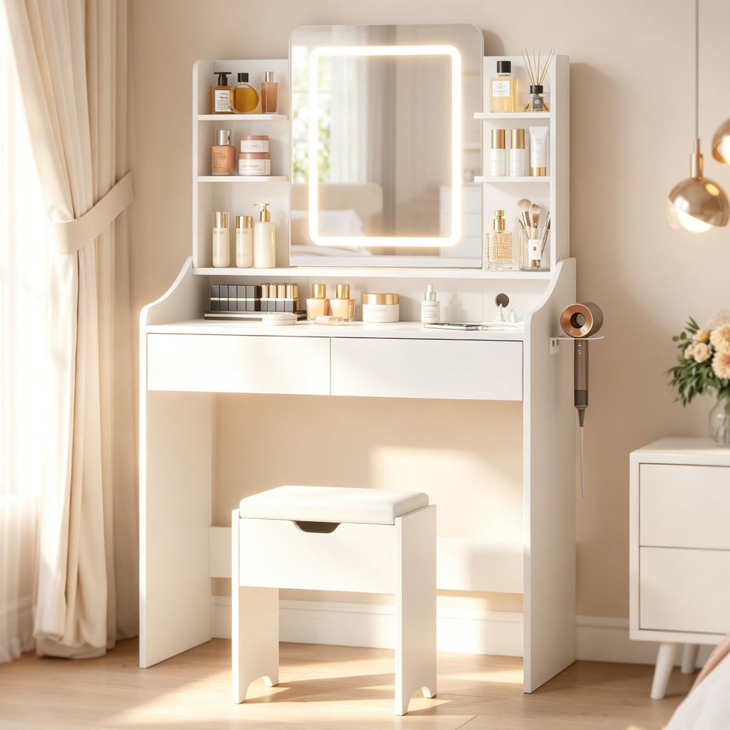 Vanity Desk with Lighted Mirror P178818