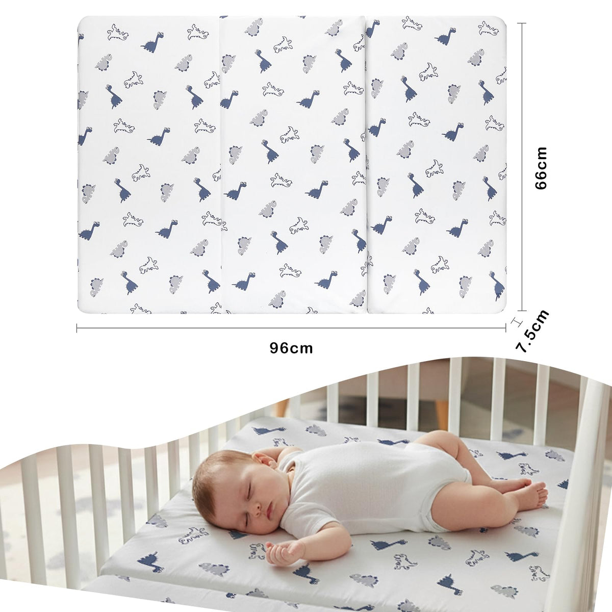 Trifold Pack and Play Mattress 38'' x 26'' x 3'' Memory Foam A295310