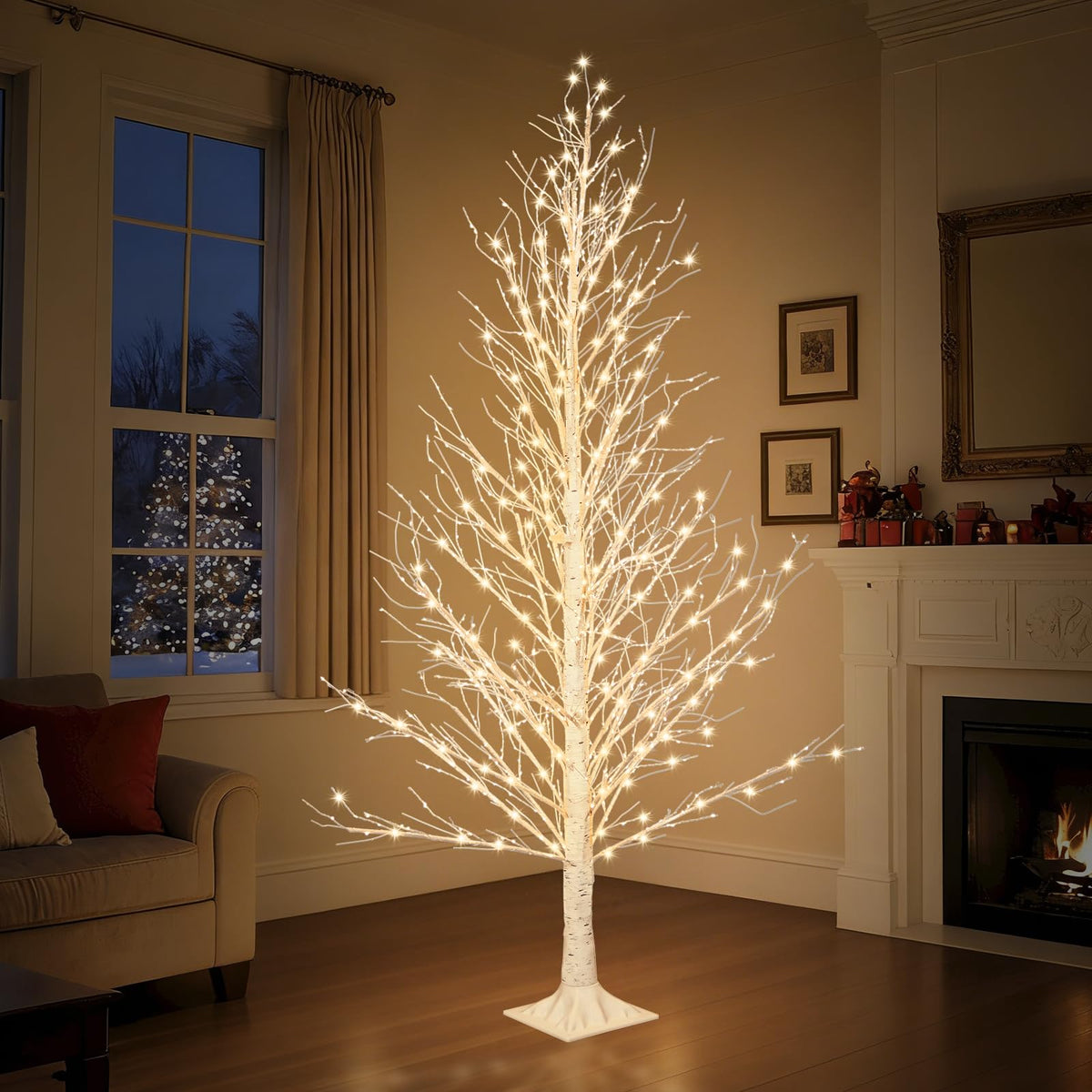 6FT LED Lighted Birch Tree with Timer IP44 Waterproof H9799