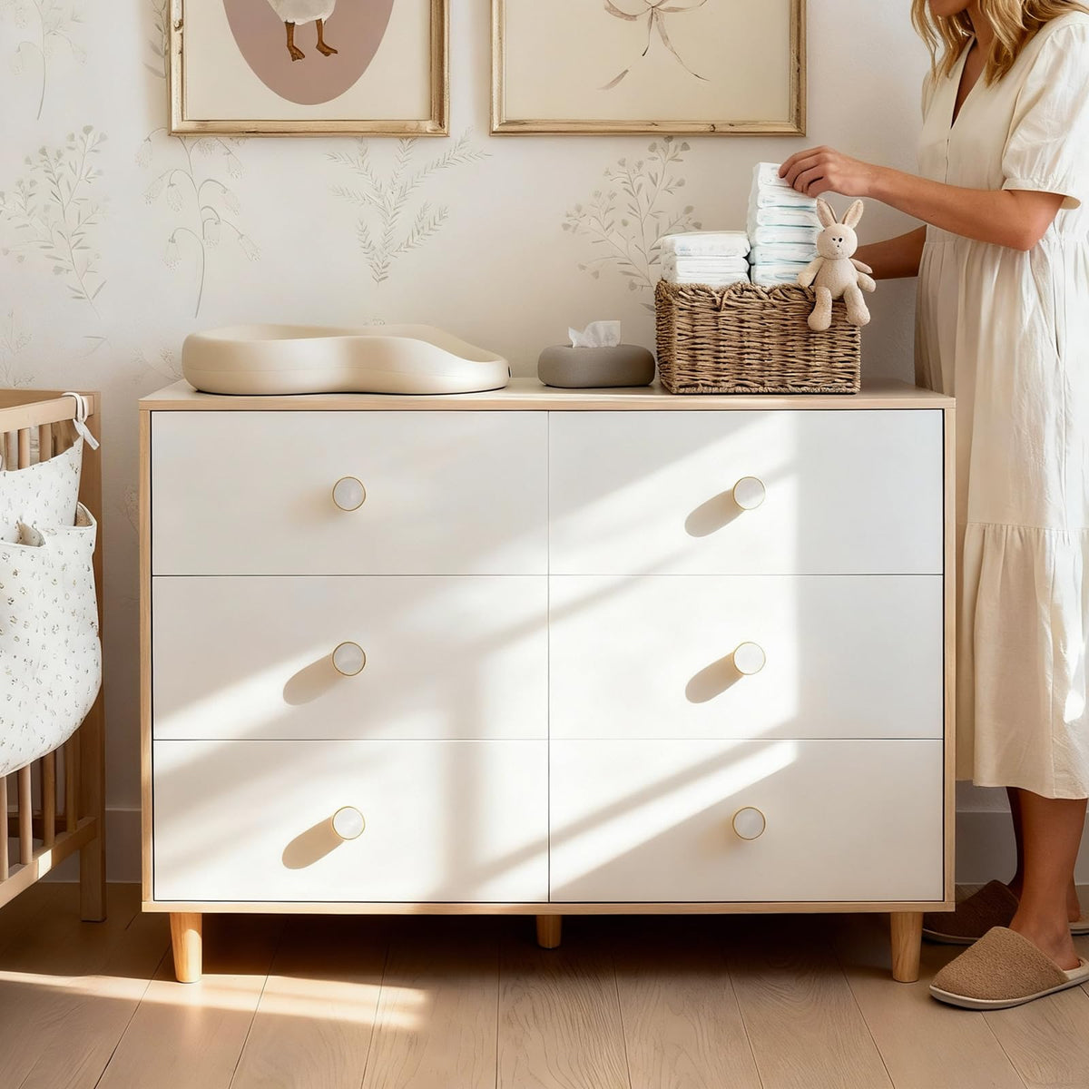 White 6 Drawer Baby Dresser N231