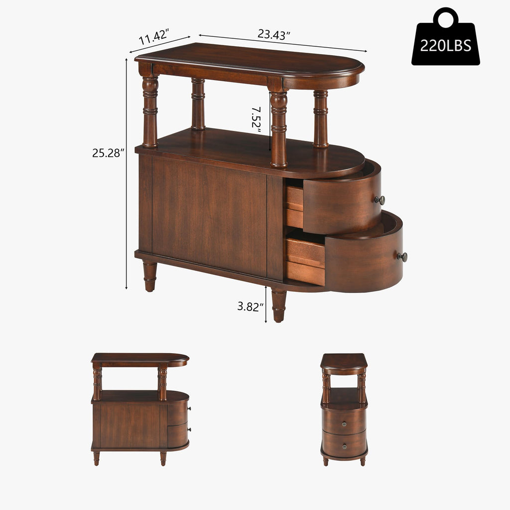 Solid Wood End Table with 2 Drawers S77320