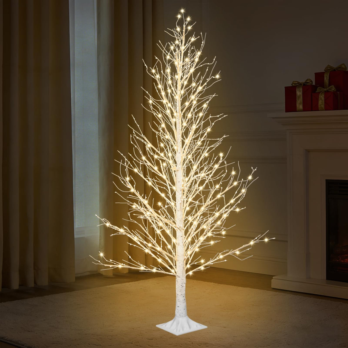 6FT LED Lighted Birch Tree with Timer IP44 Waterproof H9799