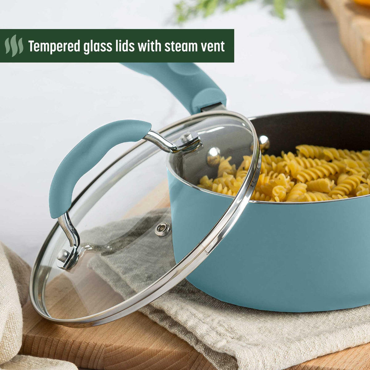 Turquoise 12-Piece Ceramic Nonstick Cookware Set I8749