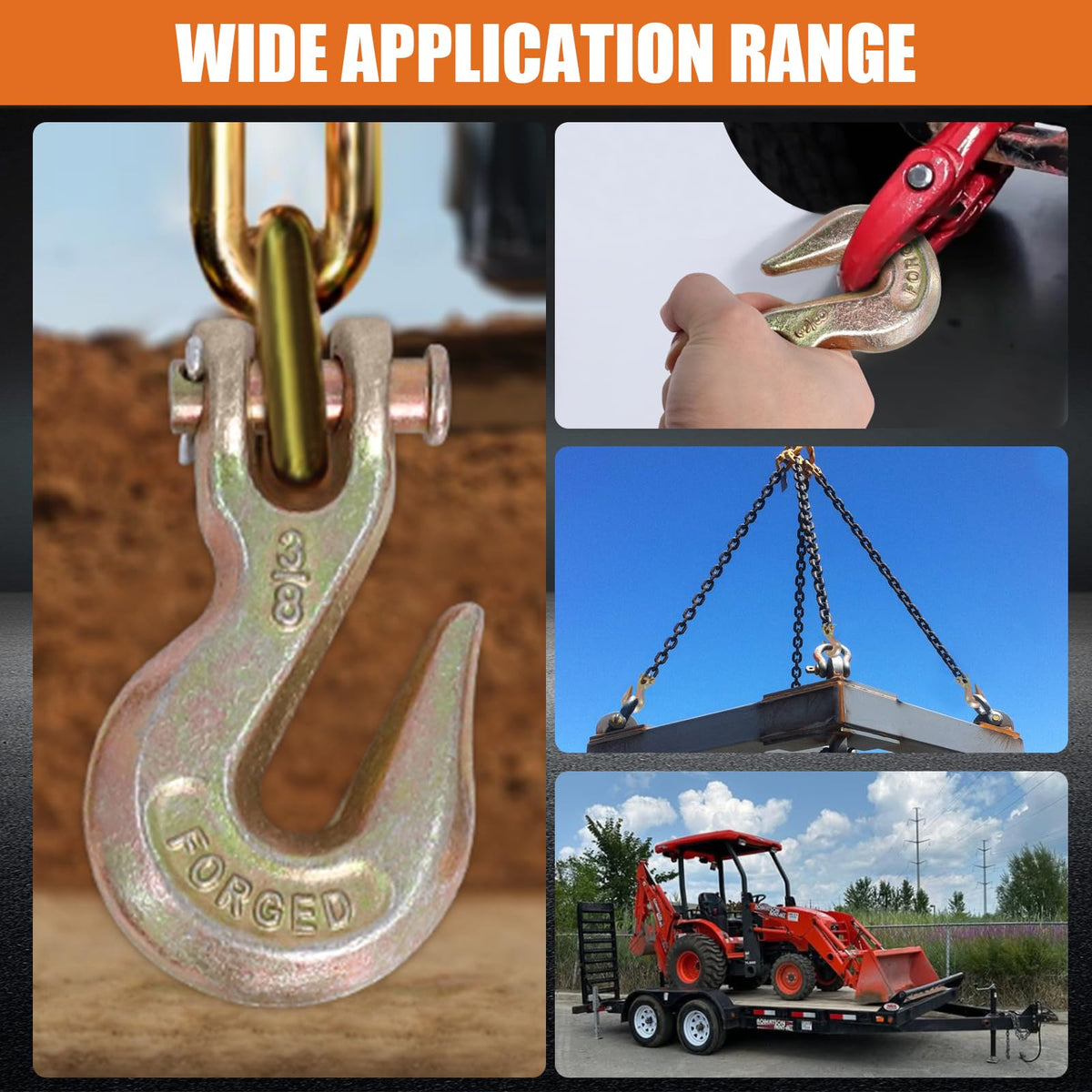 3/8" Grade 70 Clevis Grab Hooks, 10 Pack M5383
