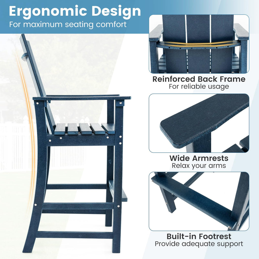 52” Tall HDPE Adirondack Chair Set of 4 Navy U1068