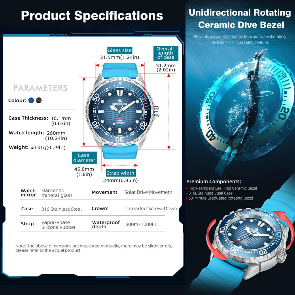 300M Water Resistant Stainless Steel Quartz Analog Watch O6494