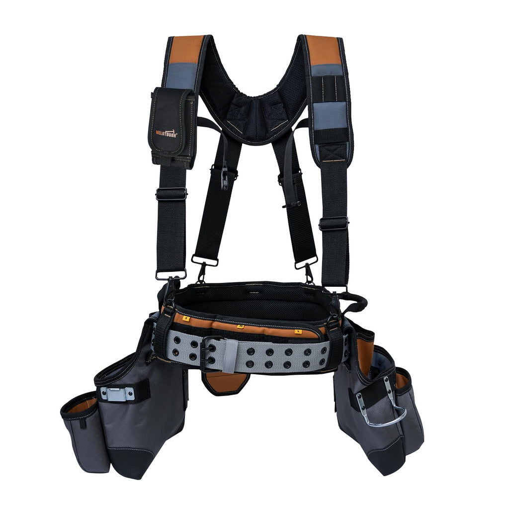 Khaki 28-Pocket Tool Belt and Suspenders H691