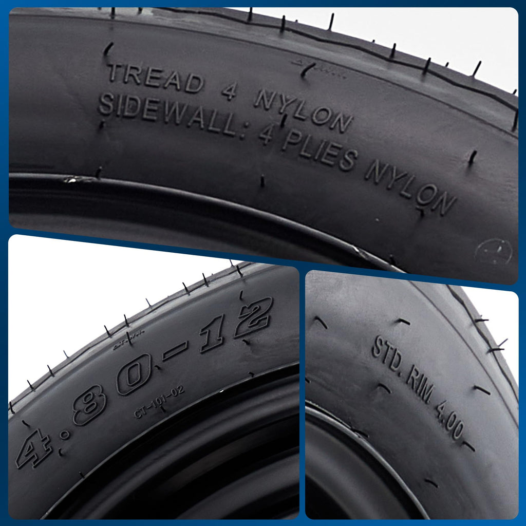 4.80-12 Trailer Tires with 12 in Rims W701