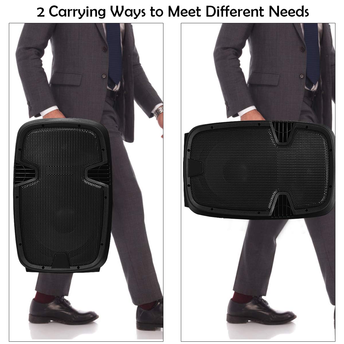 2000W 12" Portable Dual Powered Speakers PA System with Tripod Stands I210209