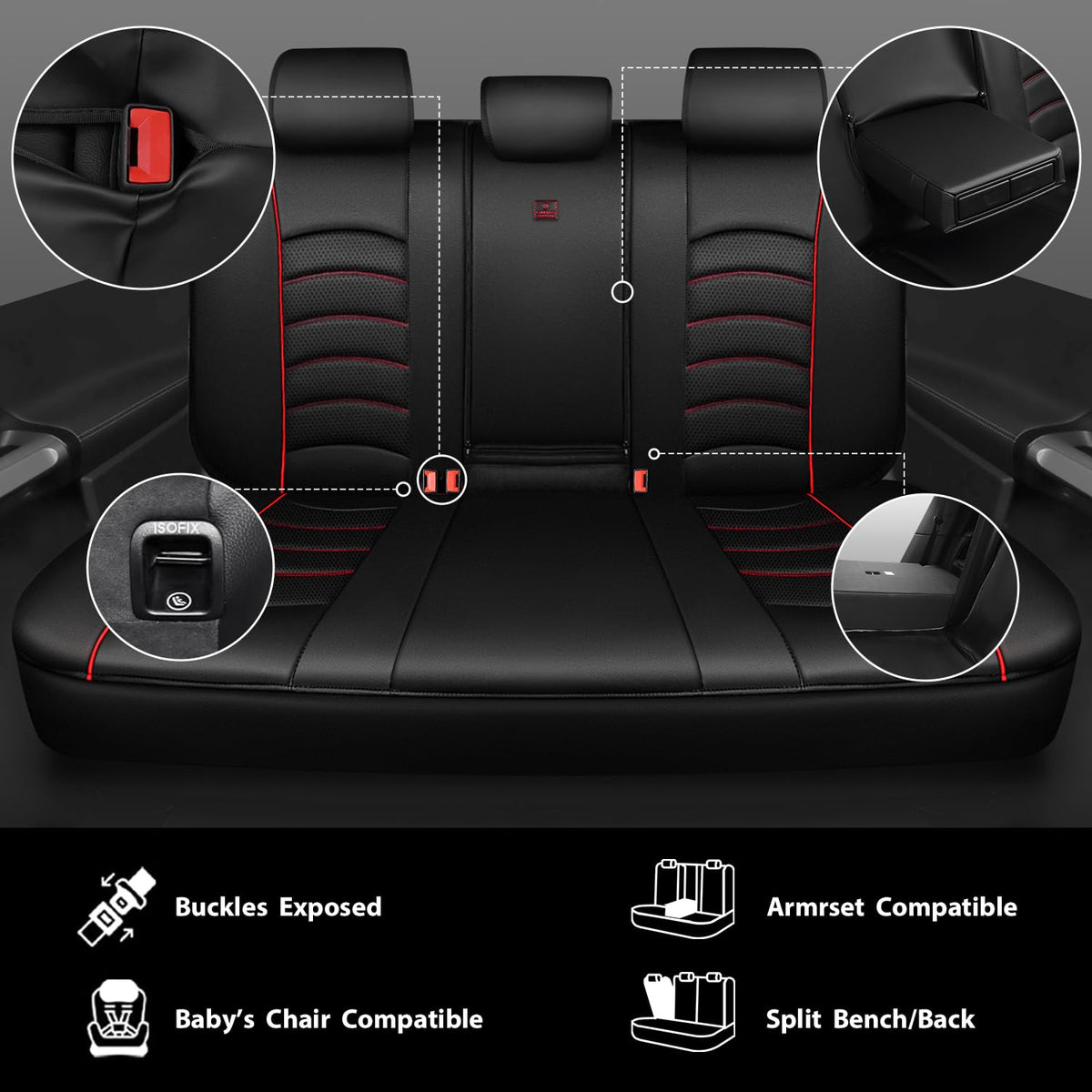 3D Foam PU Leather Car Seat Covers Full Set E21725
