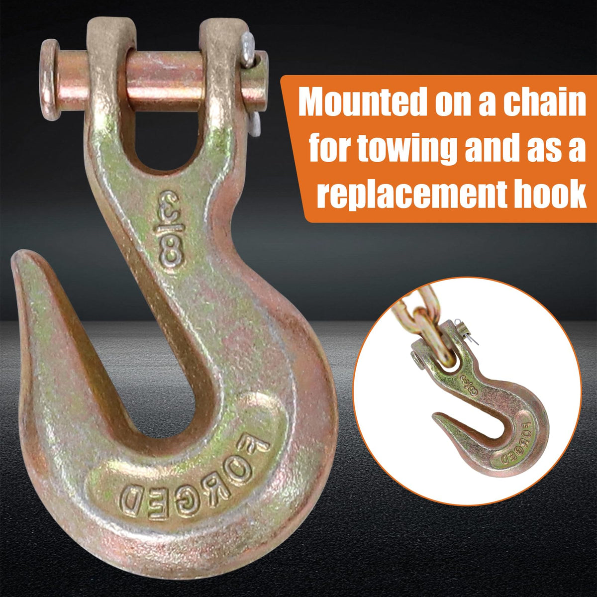 3/8" Grade 70 Clevis Grab Hooks, 10 Pack M5383