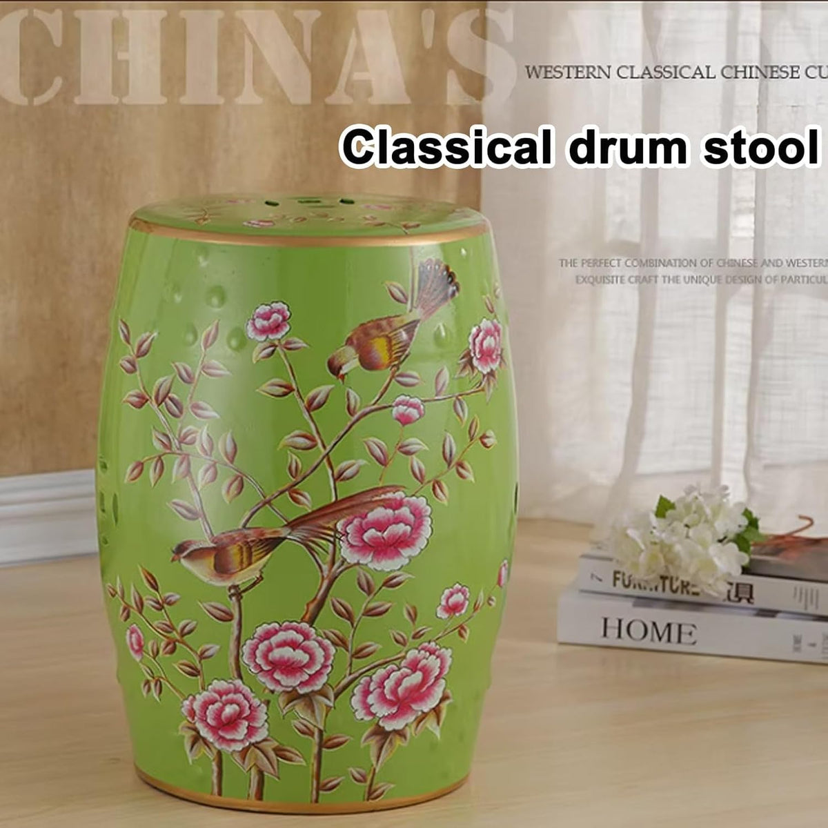 Glazed Hand-Painted Garden Stool V4356