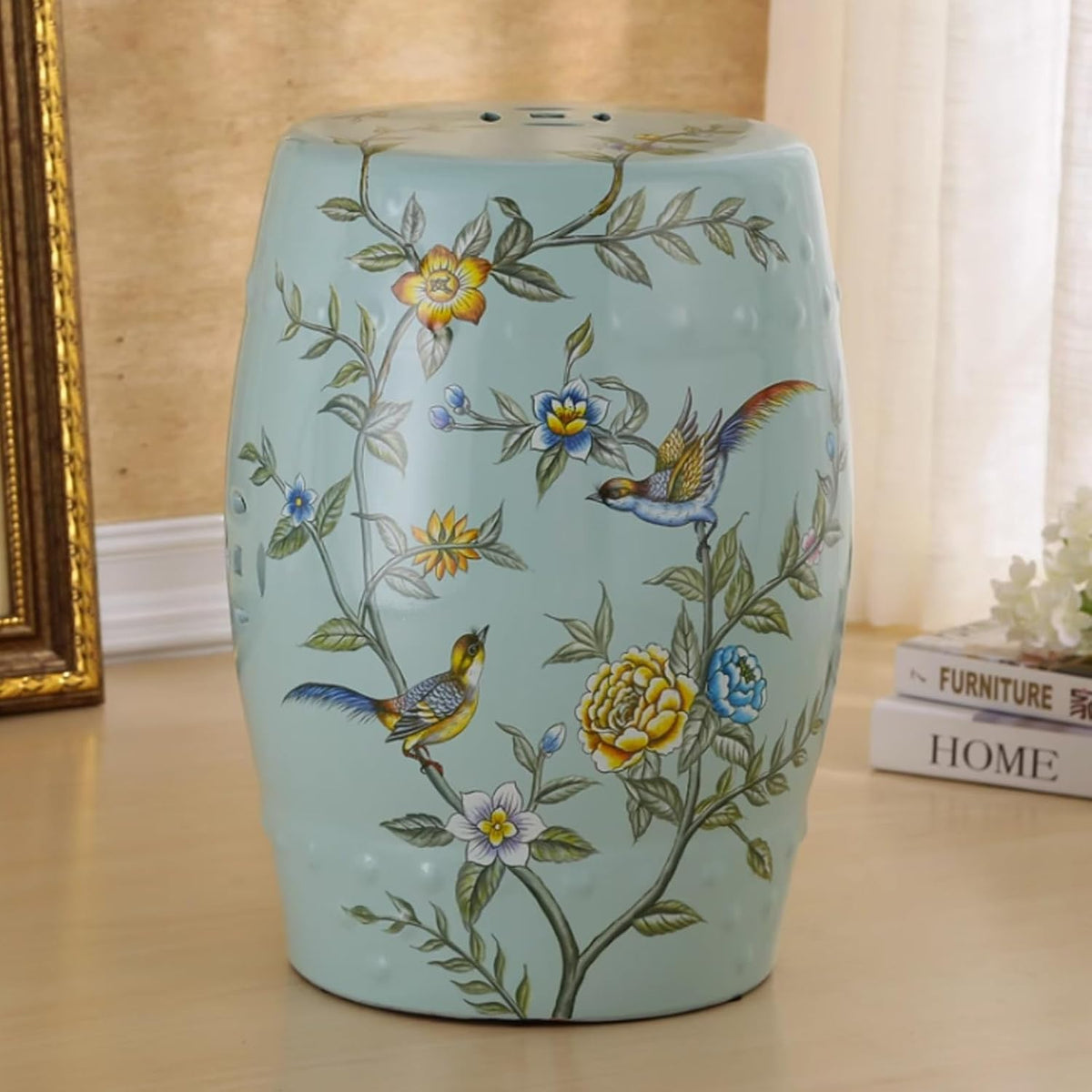 Glazed Hand-Painted Garden Stool V4356