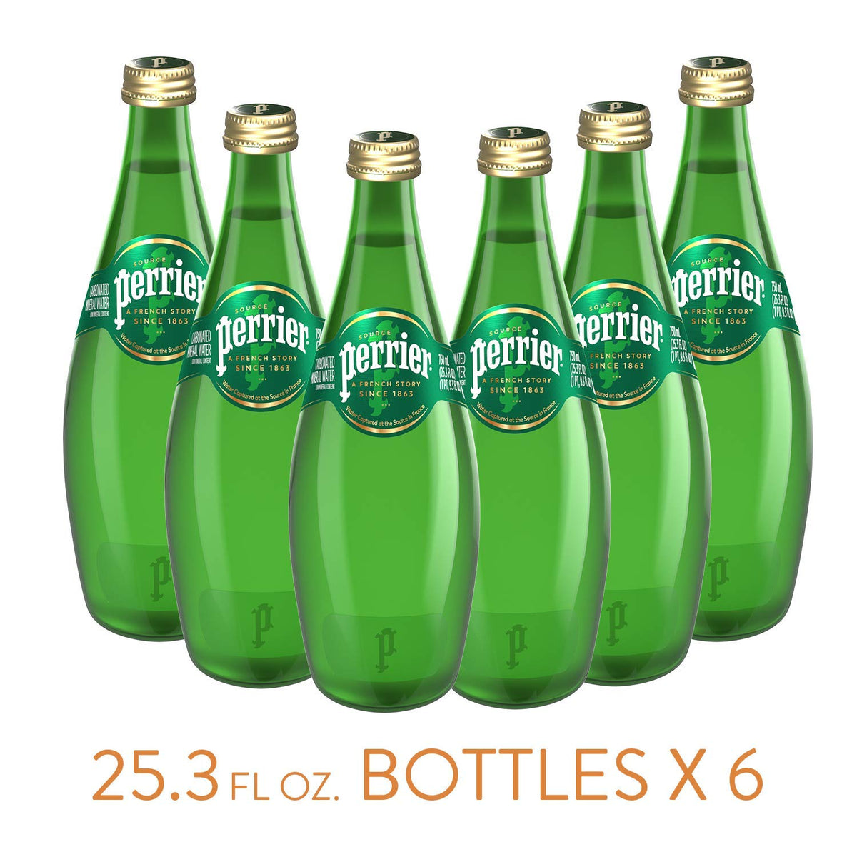 Carbonated Mineral Water 25.3 Fl Oz Glass Bottle Pack of 6 W34987
