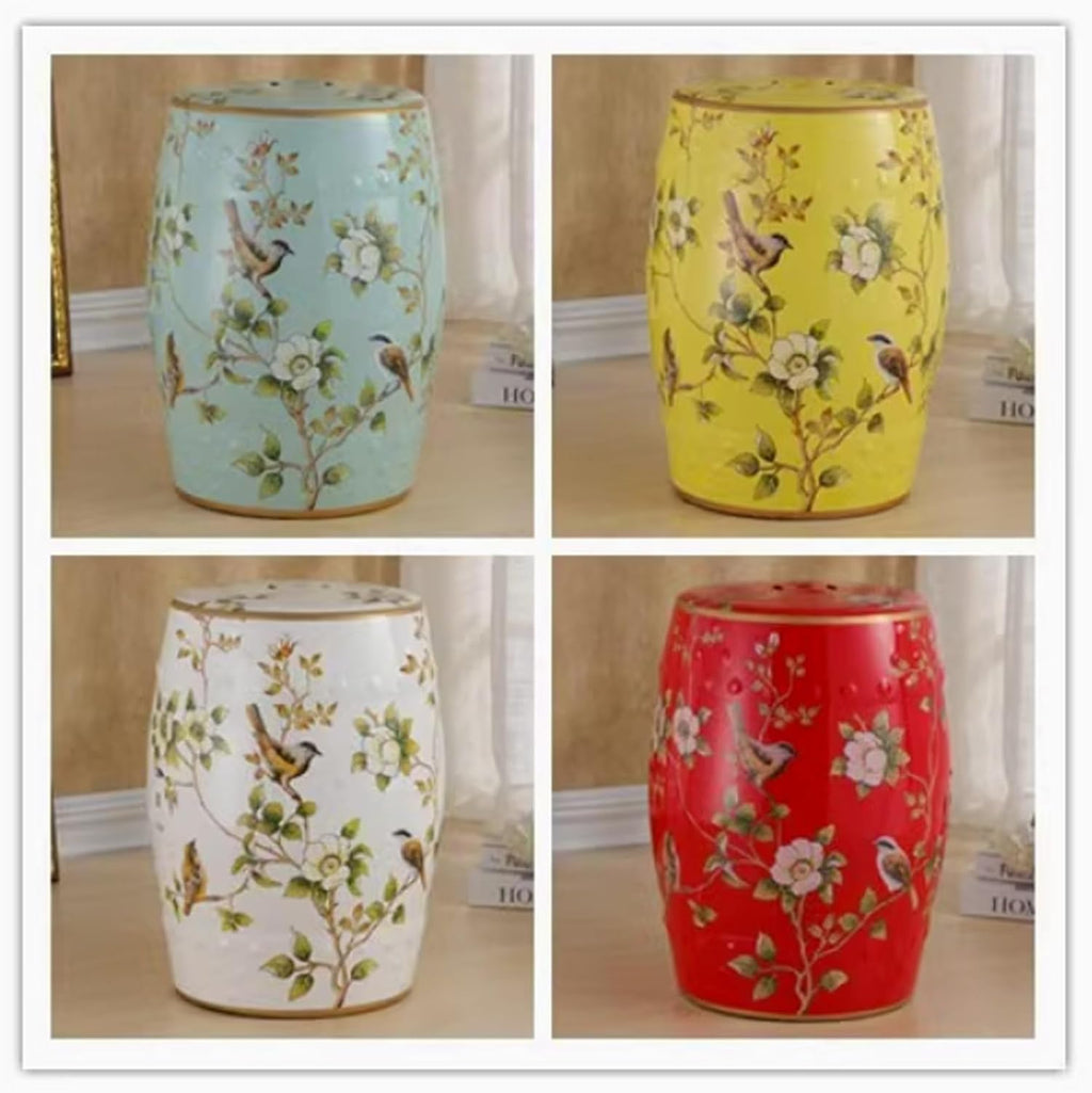 Glazed Hand-Painted Garden Stool V4356
