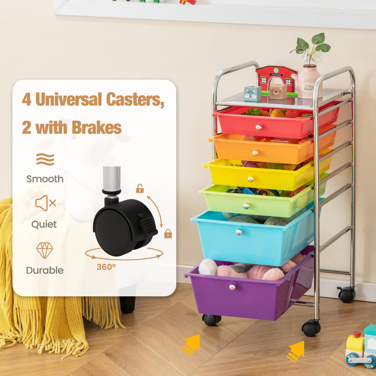 6 Drawer Rolling Storage Cart D78451