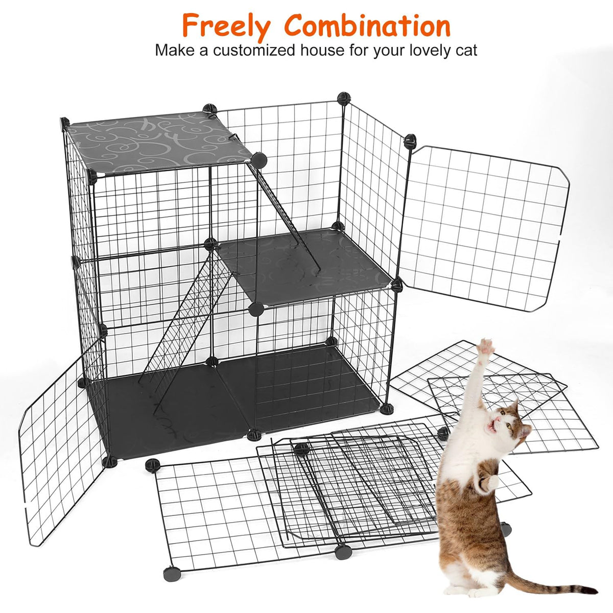 3-Tier Cat Cage with 3 Doors 2 Ramp Ladders L3391