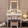 Vanity Desk with Mirror and Lights and Stool Set A4705