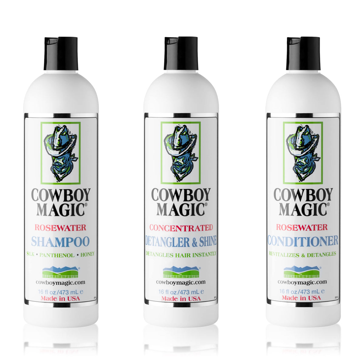 Shampoo + Conditioner + Detangler & Shine 16 Ounce each Silk Panthenol Honey O99894