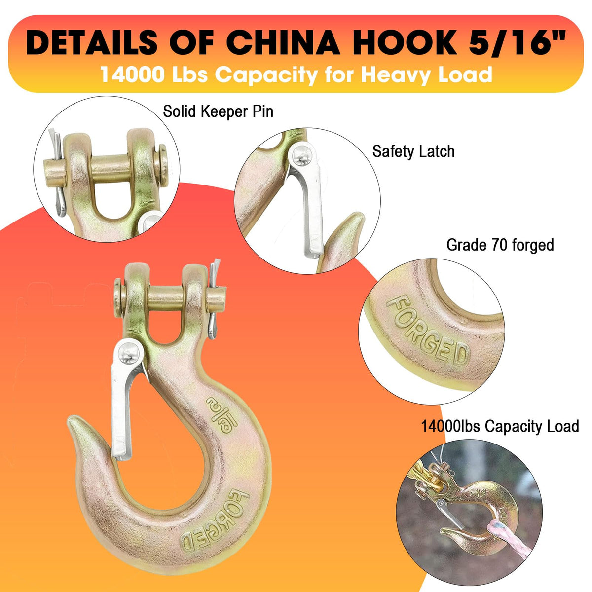 5/16" Clevis Slip Hook with Safety Latch K395