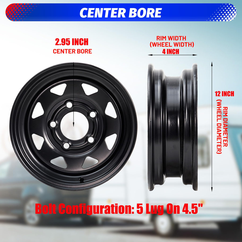 4.80-12 Trailer Tires with 12 in Rims W701