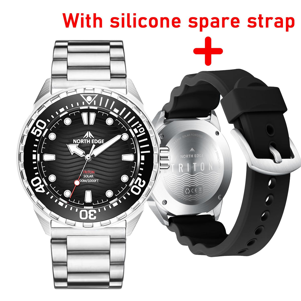 300M Water Resistant Stainless Steel Quartz Analog Watch O6494