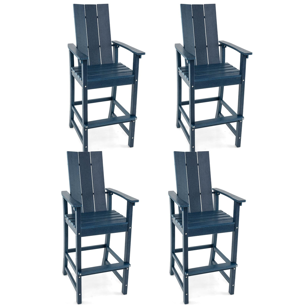 52” Tall HDPE Adirondack Chair Set of 4 Navy U1068