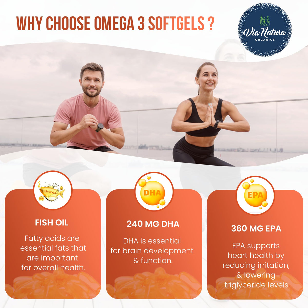 Omega 3 Fish Oil 1000mg EPA & DHA 60 Softgels X465
