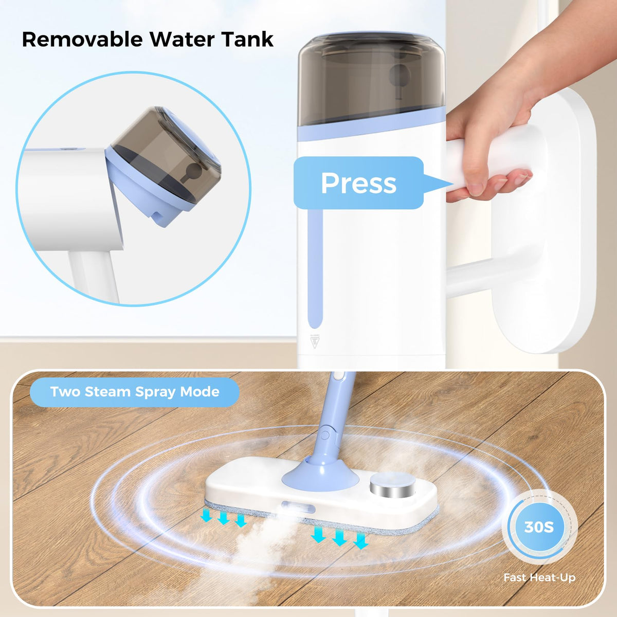 10 in 1 Detachable Handheld Steam Mop K8254