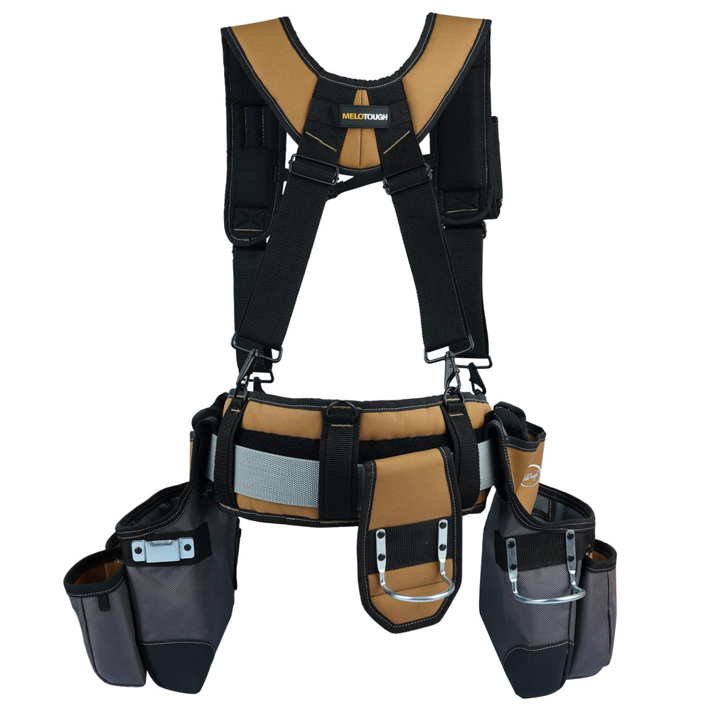 Khaki 28-Pocket Tool Belt and Suspenders H691