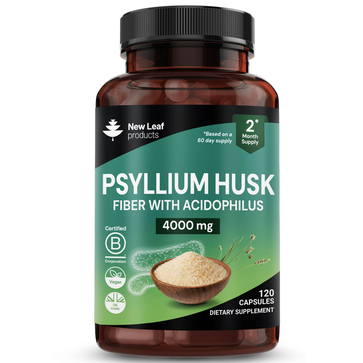 Psyllium Husk Capsules with Acidophilus Fibre Supplement I46783