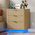 Natural 3 Drawer Nightstand with Charging Station V3984