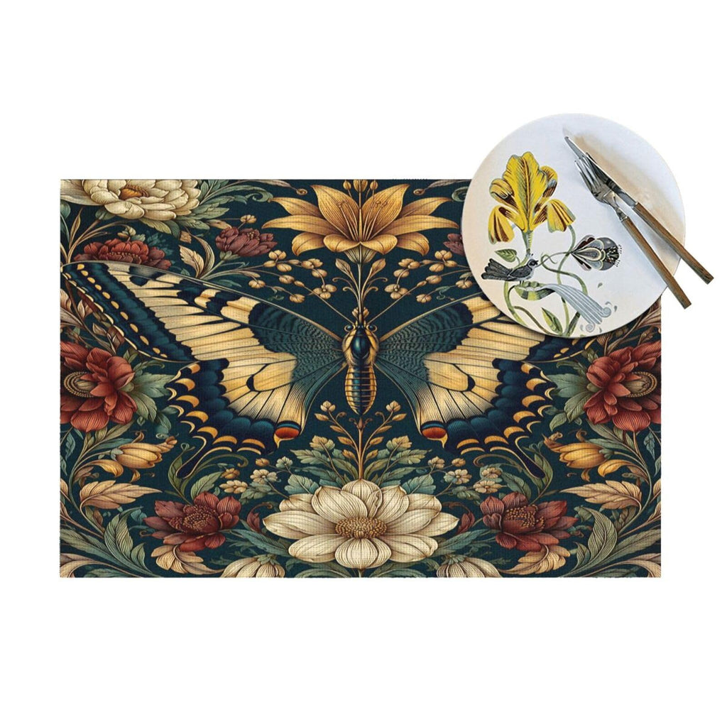 Vintage Butterfly Floral Woven Placemat 12X18 in O288