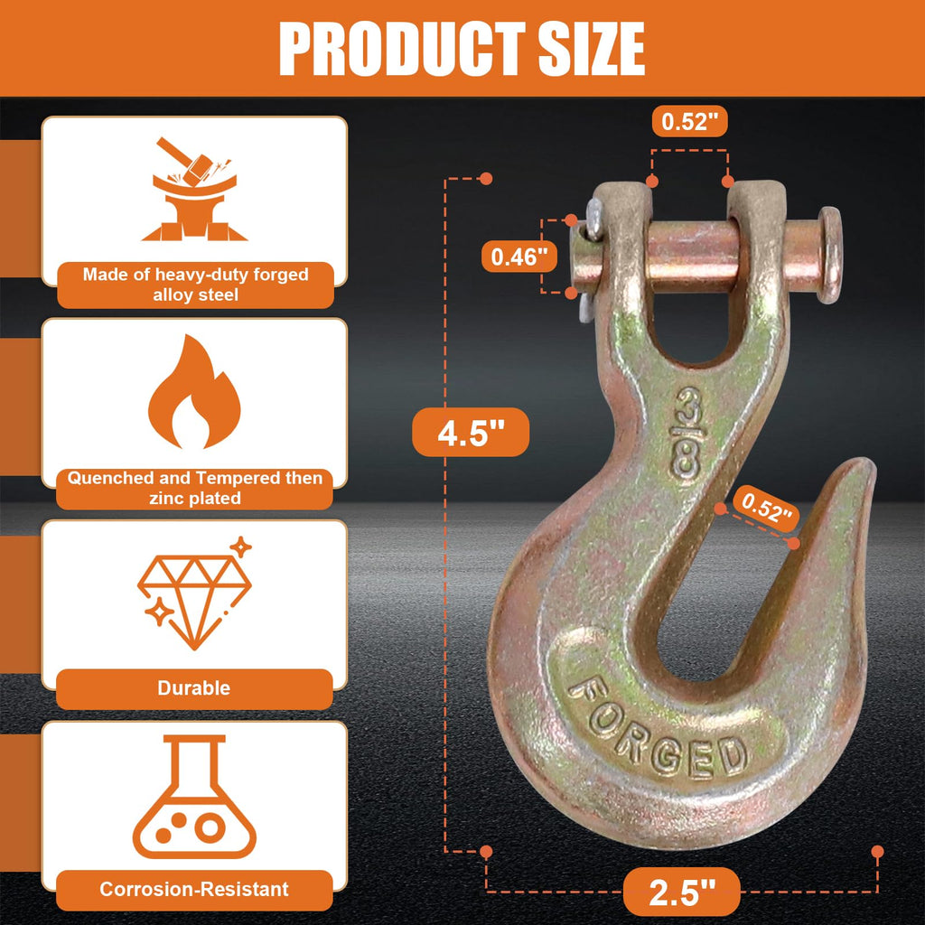 3/8" Grade 70 Clevis Grab Hooks, 10 Pack M5383