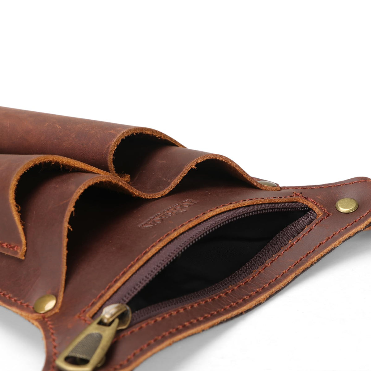 Brown Leather Gardening Tool Belt with 4 Pockets M2326