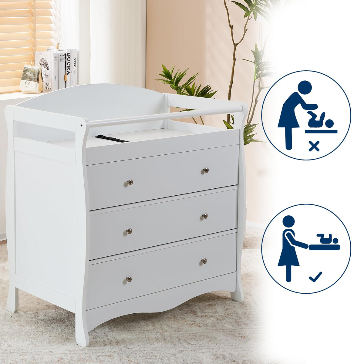 White Changing Table Dresser W165970
