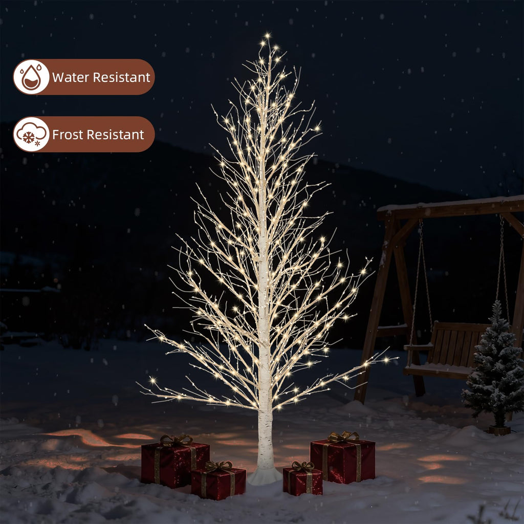 6FT LED Lighted Birch Tree with Timer IP44 Waterproof H9799
